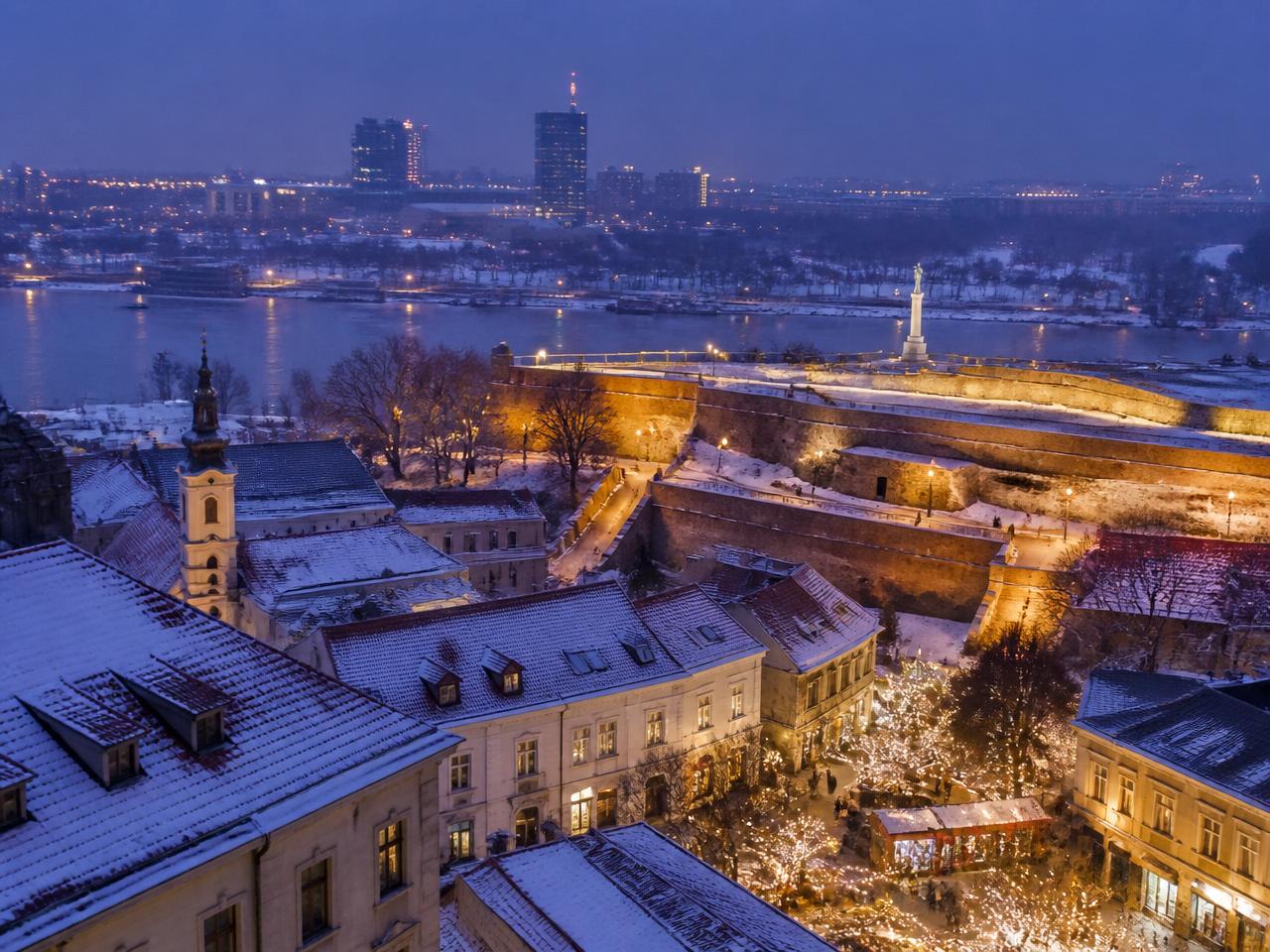 Belgrad im Winter mit Kalemegdan Festung